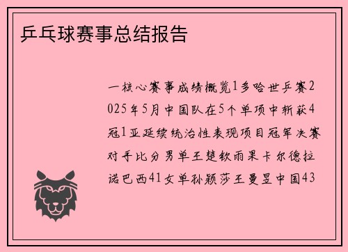 乒乓球赛事总结报告